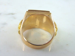 Mens Vintage Estate 18K Gold Chinese Ring, 15.3g E5104