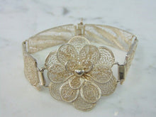 Load image into Gallery viewer, Womens Vintage Estate Sterling Silver Flower Bracelet 19.2g E1962