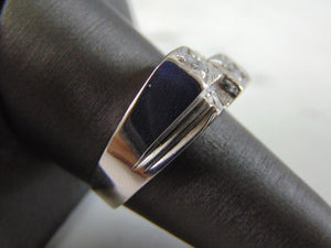Mens Vintage Estate 14K White Gold CZ Ring 6.3g E3395