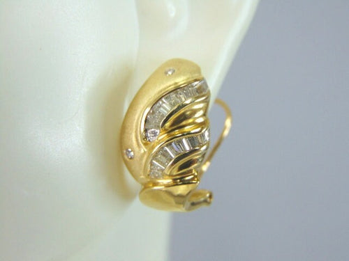 Pr of Womens Vintage Estate 14K Gold Diamond Earrings 4.9g E998