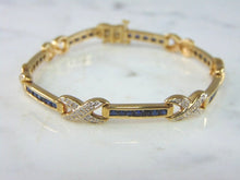 Load image into Gallery viewer, Womens Vintage Estate 14K Gold Diamond &amp; Sapphire Bracelet  13.4g E2181