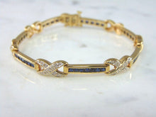 Load image into Gallery viewer, Womens Vintage Estate 14K Gold Diamond &amp; Sapphire Bracelet  13.4g E2181