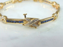 Load image into Gallery viewer, Womens Vintage Estate 14K Gold Diamond &amp; Sapphire Bracelet  13.4g E2181