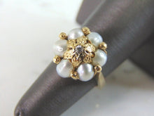 Load image into Gallery viewer, Womens Vintage Estate 14K Gold Pearl &amp; Diamond Ring 8.7g E1602
