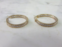 Load image into Gallery viewer, Womens Vintage Estate Sterling Silver CZ Hoop Earrings 5.1g E5397