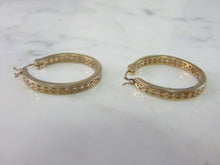 Load image into Gallery viewer, Womens Vintage Estate Sterling Silver CZ Hoop Earrings 5.1g E5397