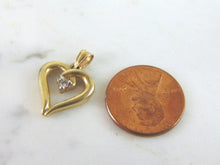 Load image into Gallery viewer, Womens Vintage Estate 10K Gold Diamond Heart Pendant 1.8g #E4215