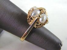 Load image into Gallery viewer, Womens Vintage Estate 14K Gold Pearl &amp; Diamond Ring 8.7g E1602