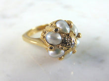 Load image into Gallery viewer, Womens Vintage Estate 14K Gold Pearl &amp; Diamond Ring 8.7g E1602