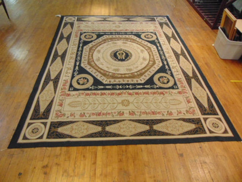 Vintage Handmade French Aubbussan Design Rug E159