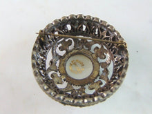 Load image into Gallery viewer, Womens Vintage Estate Sterling Silver Hand Painted Porcelain Brooch 21.1g E5578