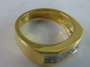 Mens Vintage Estate 18K Yellow Gold Diamond Ring 11.0g E881