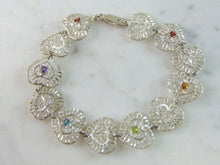 Load image into Gallery viewer, Womens Vintage Estate Sterling Silver Heart Bracelet 11.3g E5704