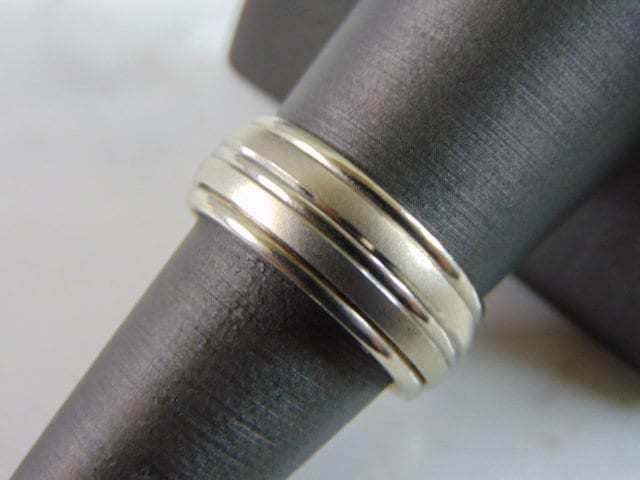 Mens Vintage Estate 14K White Gold Wedding Band Ring, 10.0g E3425