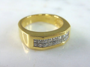 Mens Vintage Estate 18K Yellow Gold Diamond Ring 11.0g E881