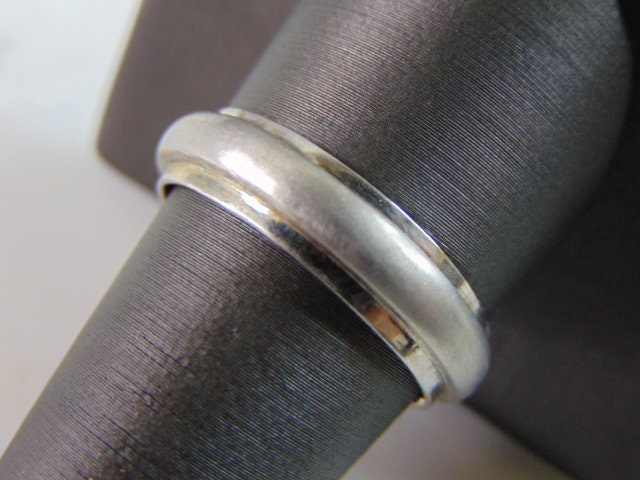 Mens Vintage Estate 18K White Gold Wedding Band Ring, 8.5g E1703