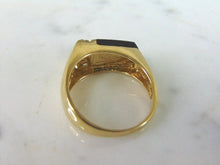 Load image into Gallery viewer, Mens Vintage Estate 14K Yellow Gold Onyx &amp; Diamond Ring 7.8g E5045