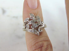 Load image into Gallery viewer, Womens Vintage Estate 14K White Gold Diamond Flower Ring, 3.6g E5962