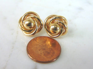 Pr Womens 14K Yellow Gold Infinity Knot Stud Earrings 4.2g E5219