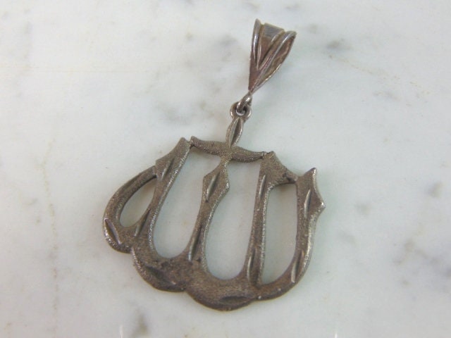 Mens Vintage Estate Sterling Silver Allah Religious Pendant 9.6g E5841