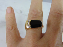 Load image into Gallery viewer, Mens Vintage Estate 14K Yellow Gold Onyx &amp; Diamond Ring 7.8g E5045