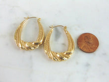 Load image into Gallery viewer, Womens Vintage Estate 14K Yellow Gold Hoop Earrings, 3.2g #E5005