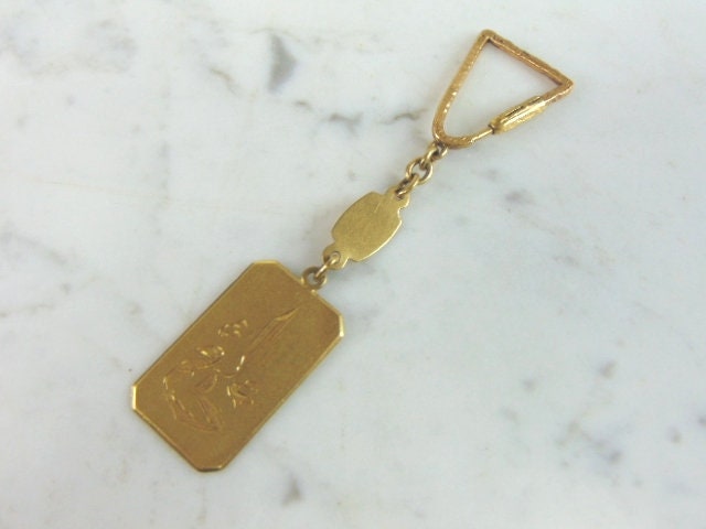 Vintage Estate 18k Yellow Gold Keychain Tag FOB 18.0g  E5041