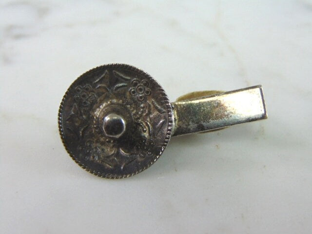 Mens Vintage Estate Sterling Silver Sombrero Tie Clip 4g E2426