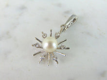Load image into Gallery viewer, Womens Vintage Estate 14k White Gold Diamond Pearl Snowflake Pendant 3.0g E5428