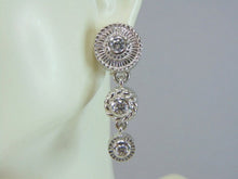Load image into Gallery viewer, Womens Vintage Estate Sterling Silver CZ Dangle Earrings 14.6g E5901