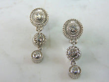 Load image into Gallery viewer, Womens Vintage Estate Sterling Silver CZ Dangle Earrings 14.6g E5901