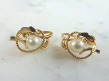 Load image into Gallery viewer, Pr Womens Vintage Estate 14K Yellow Gold Pearl Earrings 5.9g E5579