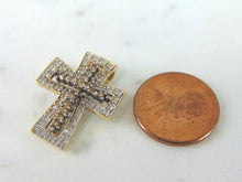 Load image into Gallery viewer, Womens 14k Gold Chocolate Diamond Cross Pendant 3.1g E5995