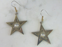 Load image into Gallery viewer, Womens Vintage Estate Sterling Silver CZ Star Earrings 8.6g E3162