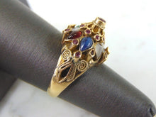 Load image into Gallery viewer, Womens Vintage Estate 14K Yellow Gold Multi Stone Ring, 4.8g E2218