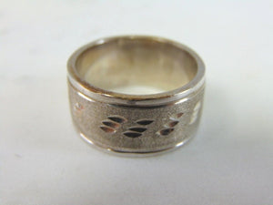 Mens Vintage Estate 14K White Gold Wedding Band Ring 11.9g E5989