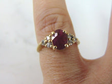 Load image into Gallery viewer, Womens Vintage Estate 14k Yellow Gold Ruby &amp; Diamond Ring 3.2g E5798