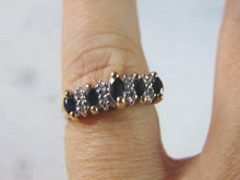 Load image into Gallery viewer, Womens Vintage Estate 14K Yellow Gold Blue Sapphire &amp; Diamond Ring 3.7g #E3911