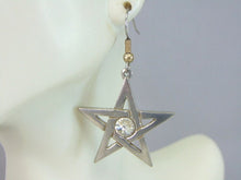 Load image into Gallery viewer, Womens Vintage Estate Sterling Silver CZ Star Earrings 8.6g E3162