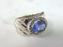 Load image into Gallery viewer, Womens Vintage Estate 18K White Gold Tanzanite &amp; Diamond Ring 10.2g E854