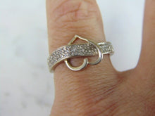 Load image into Gallery viewer, Womens Vintage Estate 10K White Gold Diamond Heart Ring 2.7g E2075