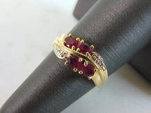 Load image into Gallery viewer, Womens Vintage Estate 10K Yellow Gold Diamond &amp; Ruby Ring, 2.7g E2408