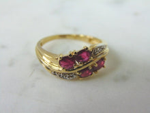 Load image into Gallery viewer, Womens Vintage Estate 10K Yellow Gold Diamond &amp; Ruby Ring, 2.7g E2408