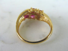 Load image into Gallery viewer, Womens Vintage Estate 10K Yellow Gold Diamond &amp; Ruby Ring, 2.7g E2408