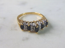 Load image into Gallery viewer, Womens Vintage Estate 14K Yellow Gold Blue Sapphire &amp; Diamond Ring 3.7g #E3911